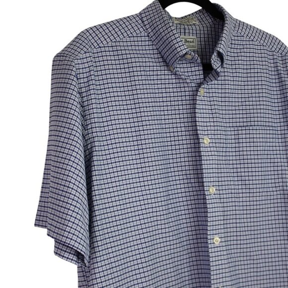 L.L Bean Men’s Button Down Blue Plaid Short Sleeve Shirt - Picture 4 of 7